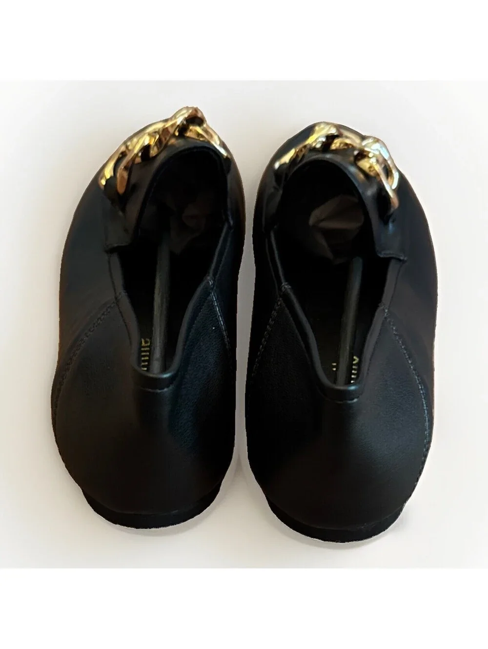 New EasySmile Metal Chain Black Loafers Flats Shoes Ladies Size 6